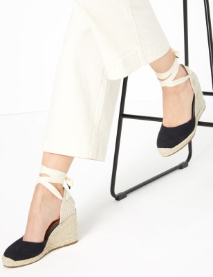 tie ankle wedge espadrilles