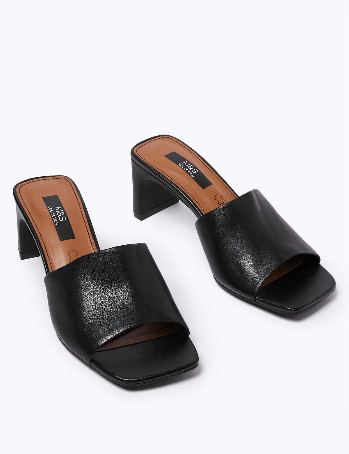 Leather Open Toe Mules
