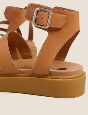 

Womens M&S Collection Leather Ankle Strap Flat Sandals - Light Tan, Light Tan