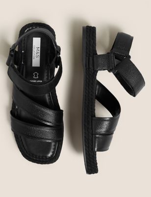 M&S Womens Leather Ankle Strap Flat Sandals