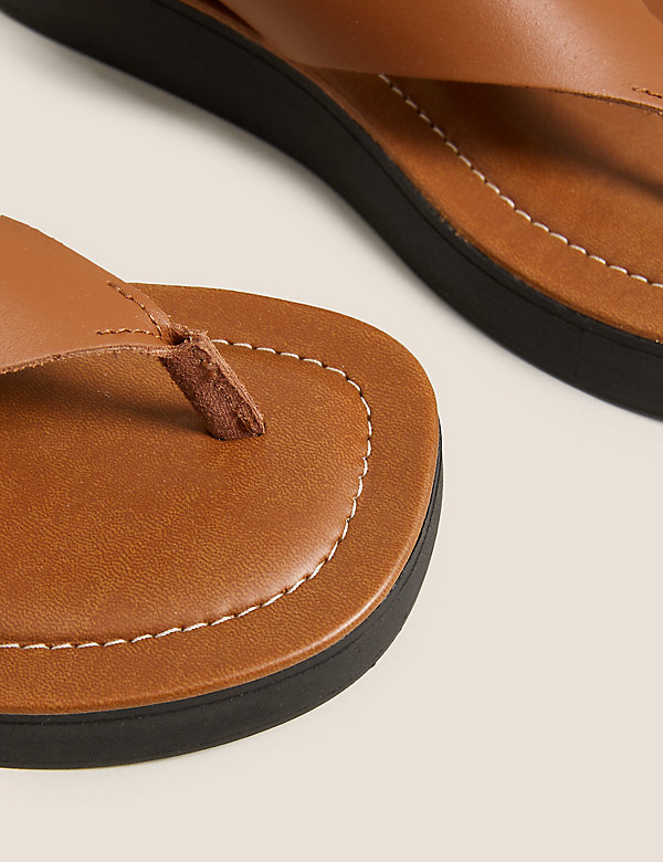 Leather Flatform Flip Flops - CO