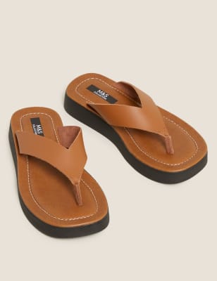 Platform leather flip flops model DMR