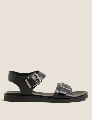 

Womens M&S Collection Leather Buckle Flat Sandals - Black, Black