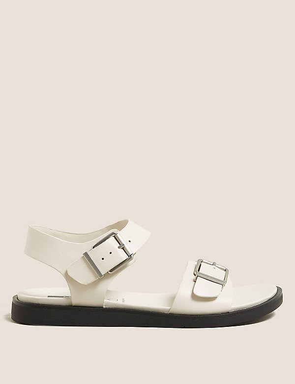 Leather Buckle Flat Sandals