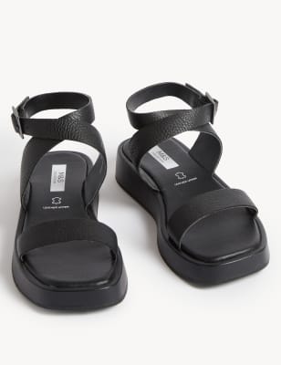 Platform sandals best sale black leather