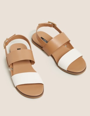 Leather Buckle Ankle Strap Flat Sandals