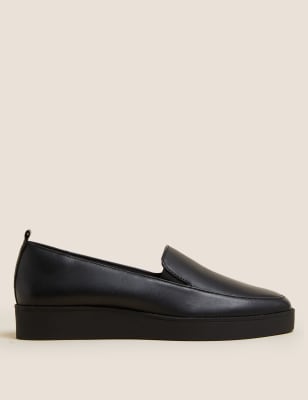 

Womens M&S Collection Leather Flatform Loafers - Black, Black