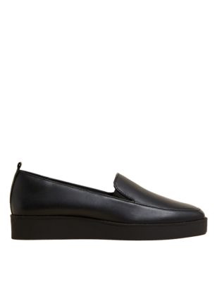 M&S Womens Leather Flatform Loafers