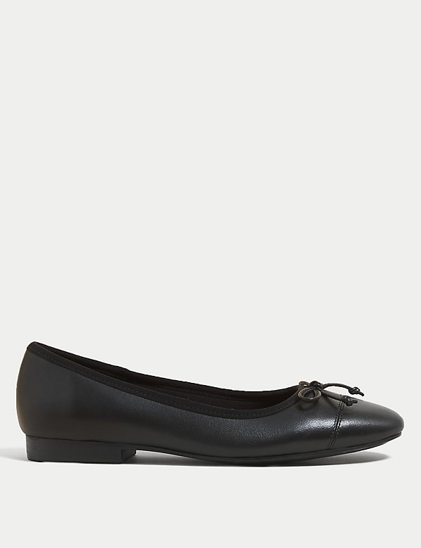 Leather Bow Ballet Pumps - SI