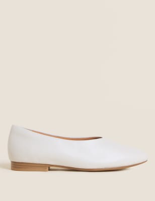 

Womens M&S Collection Leather Slip On Flat Ballet Pumps - Ivory, Ivory