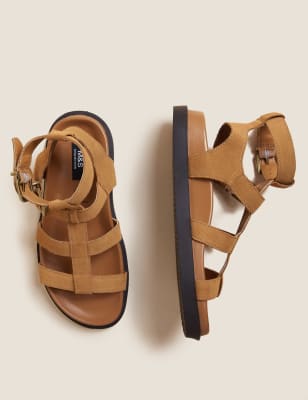 

Womens M&S Collection Suede Ankle Strap Gladiator Sandals - Dark Tan, Dark Tan