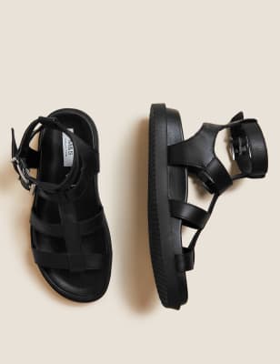 

M&S Collection Sandalias romanas de piel planasWomens - Black, Black