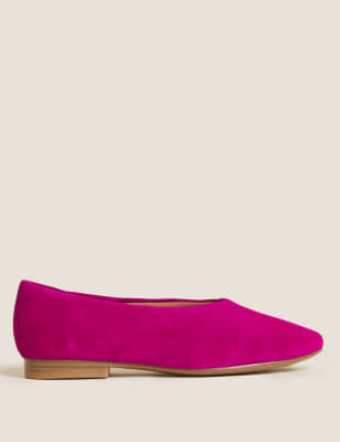 

Womens M&S Collection Suede Flat Ballet Pumps - Magenta, Magenta