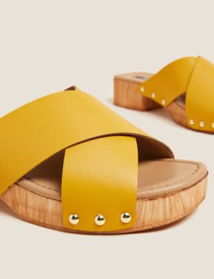 Leather Block Heel Clogs