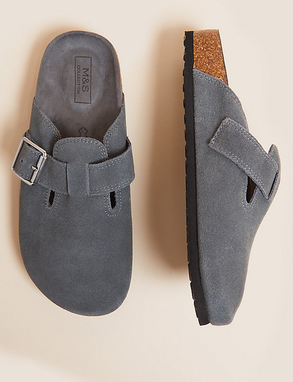 Suede Buckle Mules - MD