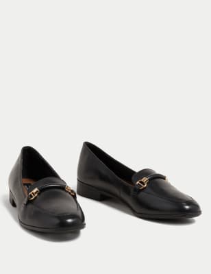 

Womens M&S Collection Flache Lederslipper - Black, Black