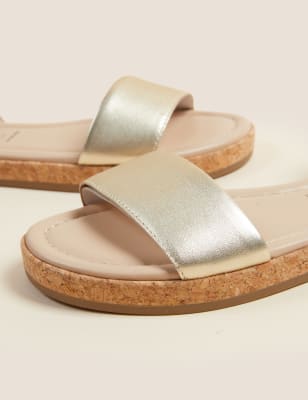 

Womens M&S Collection Leather Buckle Ankle Strap Flat Sandals - Opaline, Opaline