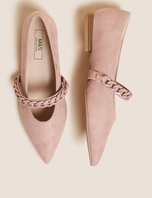 

M&S Collection Bailarinas planas de punta con detalle de cadenaWomens - Light Pink, Light Pink