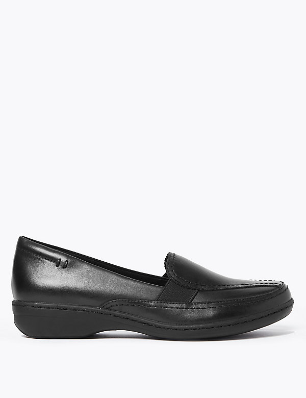Leather Wedge Heel Loafers