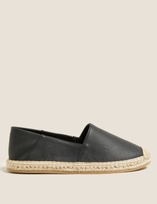 

Womens M&S Collection Leather Flat Espadrilles - Black, Black