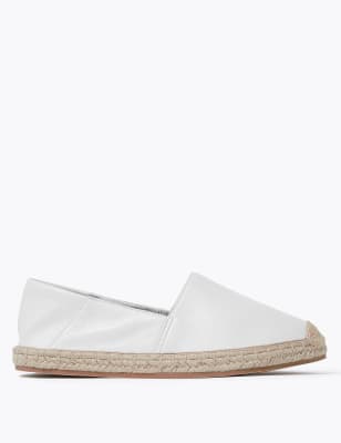 

Womens M&S Collection Leather Flat Espadrilles - White, White