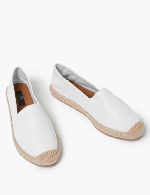

Womens M&S Collection Leather Flat Espadrilles - White, White