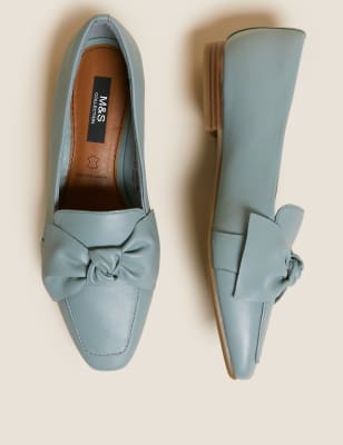 

Womens M&S Collection Herrenslipper aus Leder mit Karreespitze und Schleife - Soft Green, Soft Green