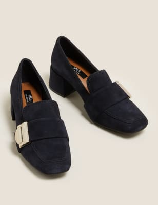 block heel tassel loafers