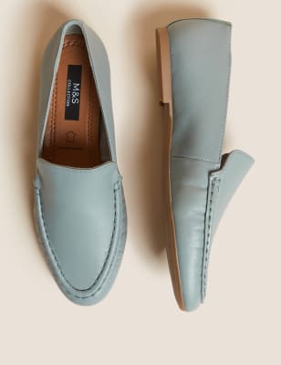 

Womens M&S Collection Leather Flat Loafers - Soft Green, Soft Green