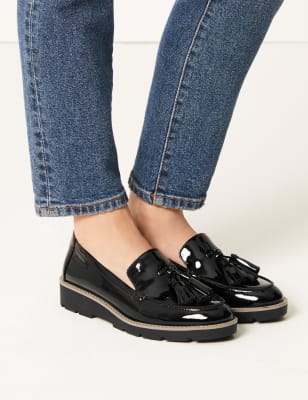 navy flatform loafers