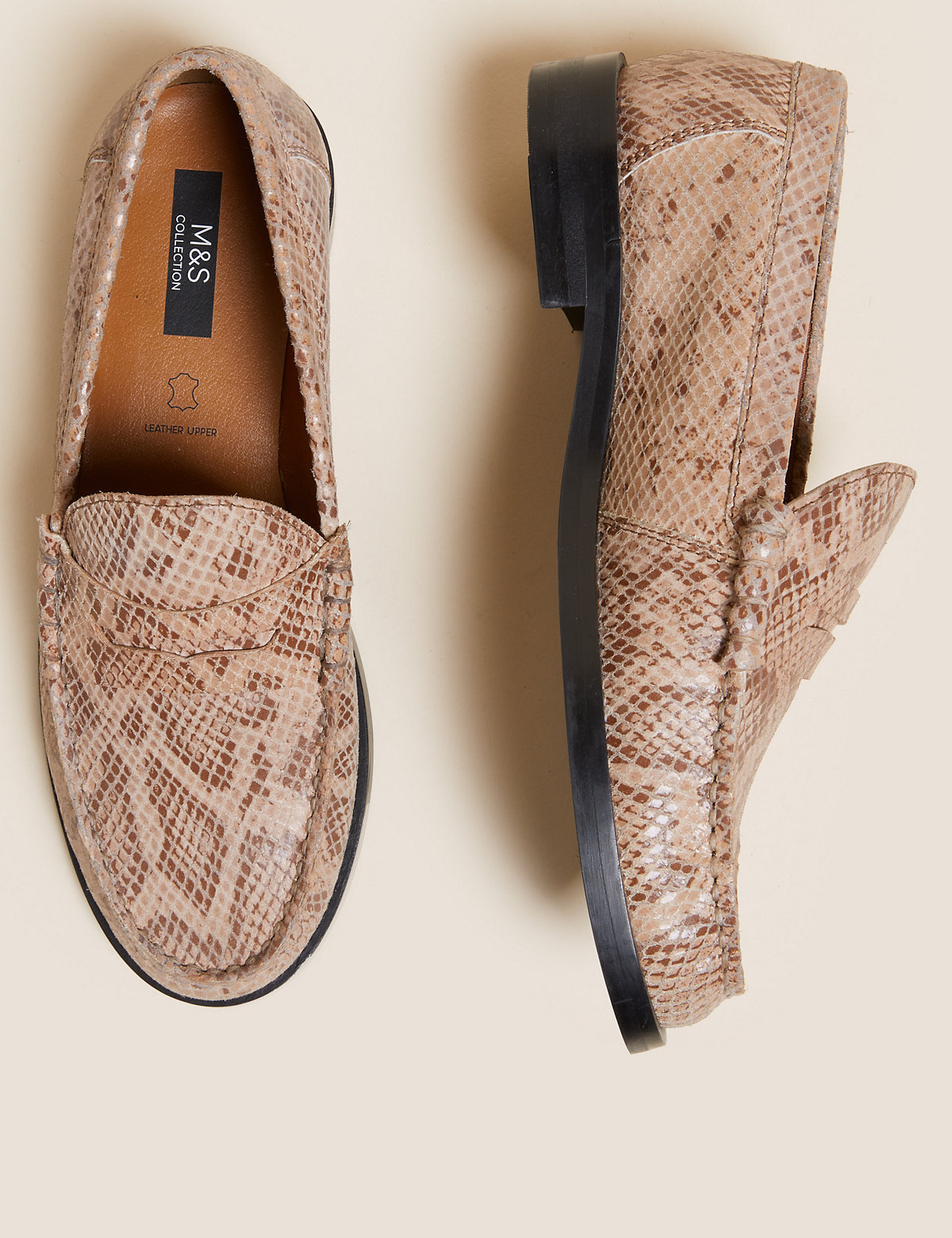 Leather Animal Print Loafers