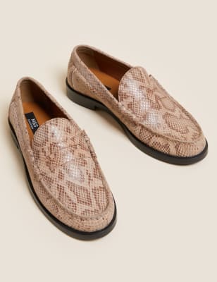 Leather Animal Print Loafers