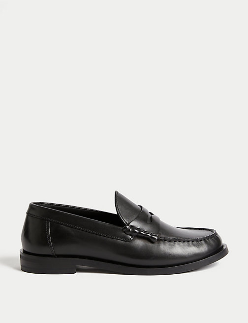 Marks And Spencer Womens M&S Collection Leather Loafers - Black, Black