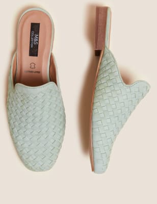 Leather Woven Flat Mules