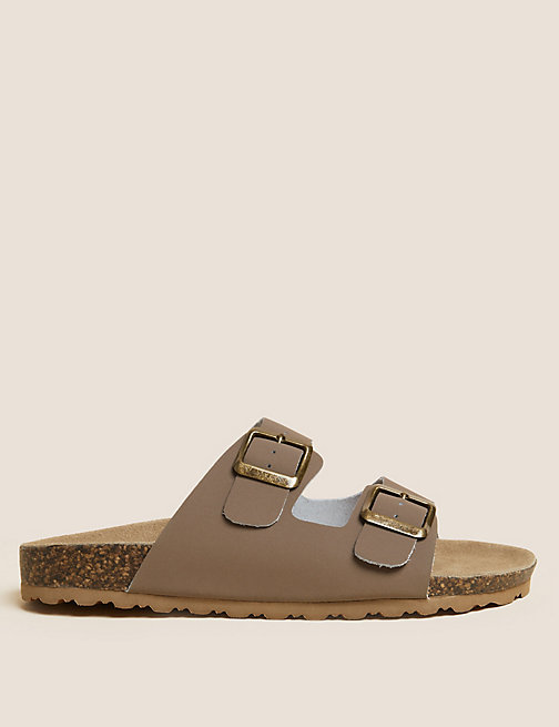 Marks And Spencer Womens M&S Collection Leather Footbed Sandals - Dark Tan, Dark Tan