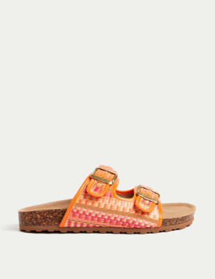 

Womens M&S Collection Woven Buckle Footbed Mules - Orange Mix, Orange Mix