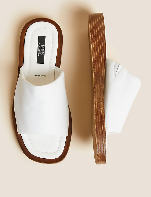 Leather Flat Mules - KW
