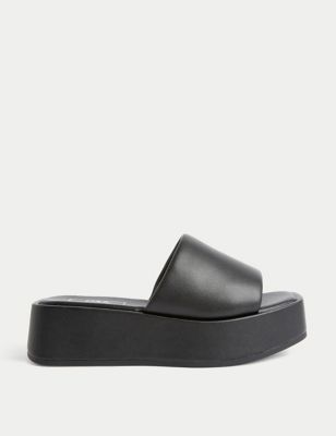 

Womens M&S Collection Flatform Square Toe Mules - Black, Black
