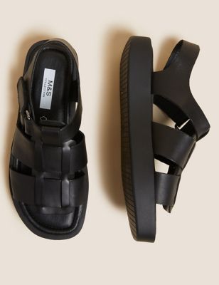 

Womens M&S Collection Leather Strappy Flat Sandals - Black, Black