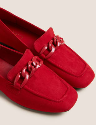 

Womens M&S Collection Chain Detail Square Toe Loafers - Flame, Flame