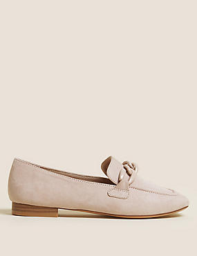 Chain Detail Square Toe Loafers