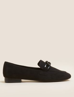 Marks And Spencer Womens M&S Collection Chain Detail Square Toe Loafers - Black, Black