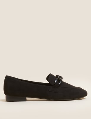 

Womens M&S Collection Chain Detail Square Toe Loafers - Black, Black