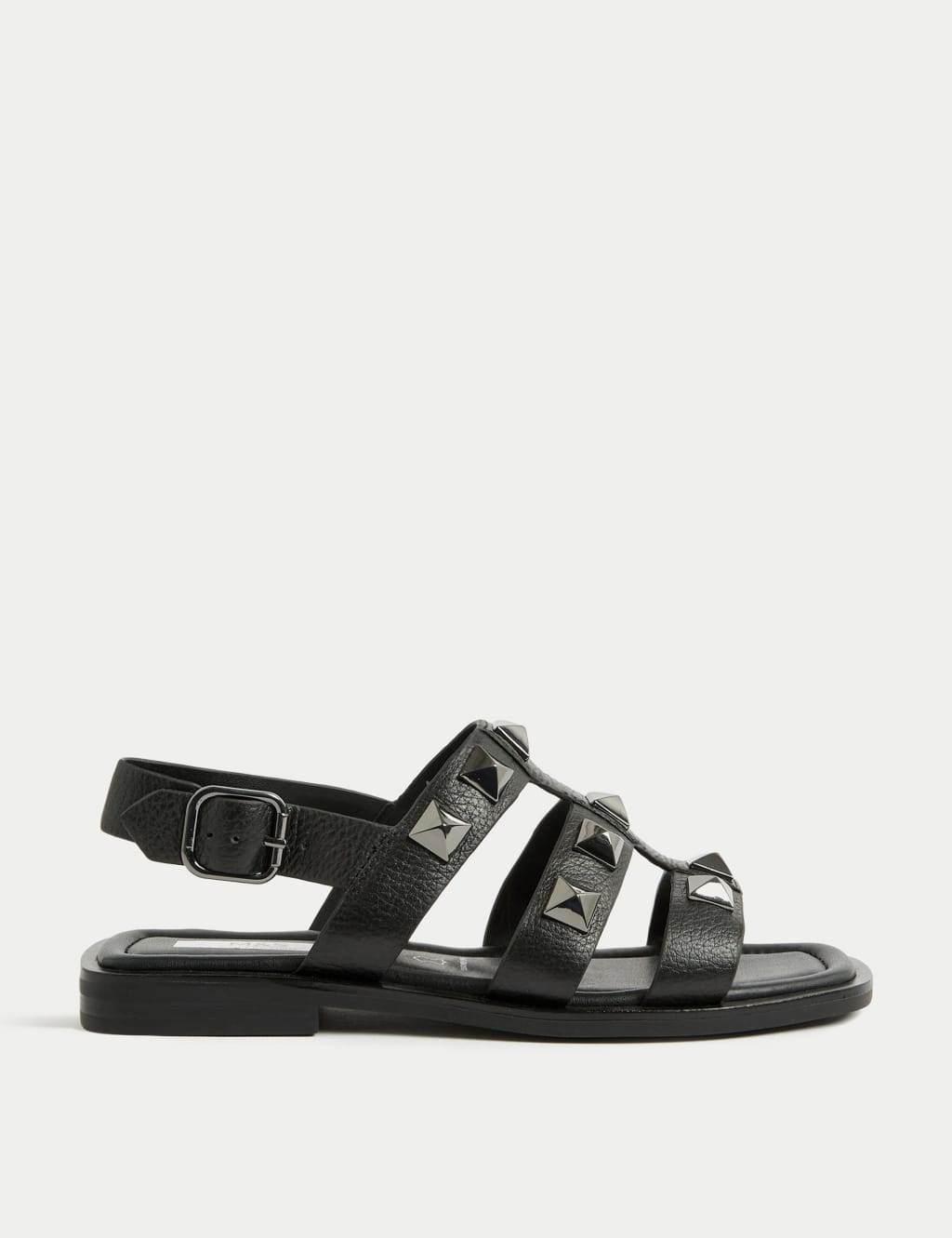 Wide Fit Leather Studded Flat Sandals image 1