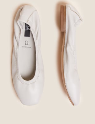 

Womens M&S Collection Leather Flat Ballet Pumps - Vanilla, Vanilla