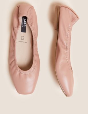 

Womens M&S Collection Leather Flat Ballet Pumps - Dusty Pink, Dusty Pink