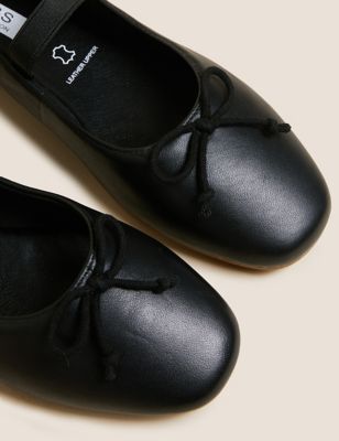 

Womens M&S Collection Leather Bow Ballet Pumps - Black, Black