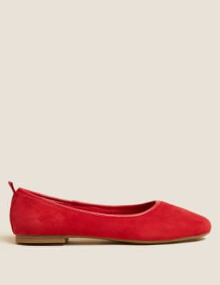 Red suede ballet discount flats