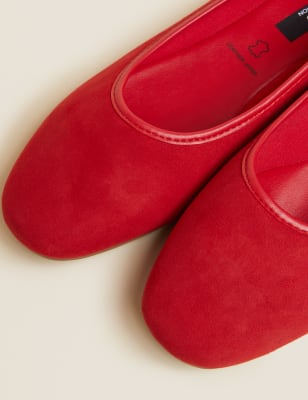 Red leather 2024 ballet shoes