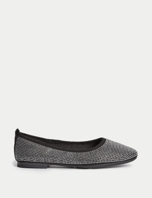 Black sparkly hot sale flat shoes